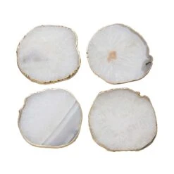 4x Edelsteinuntersetzer Ø10cm CRYSTAL In Weiß