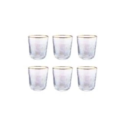 6x Gläser Mit Goldrand 280ml SMERALDA In Transparent