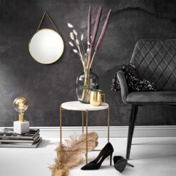 Beistelltisch Mit Marmorplatte MARBLE In Weiß -Home Decoration&Supplies butlers beistelltisch mit marmorplatte marble in weiss 3