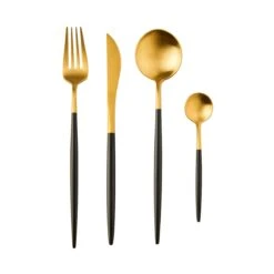 Besteck-Set 4-tlg. Matt STILETTO In Gold-Schwarz