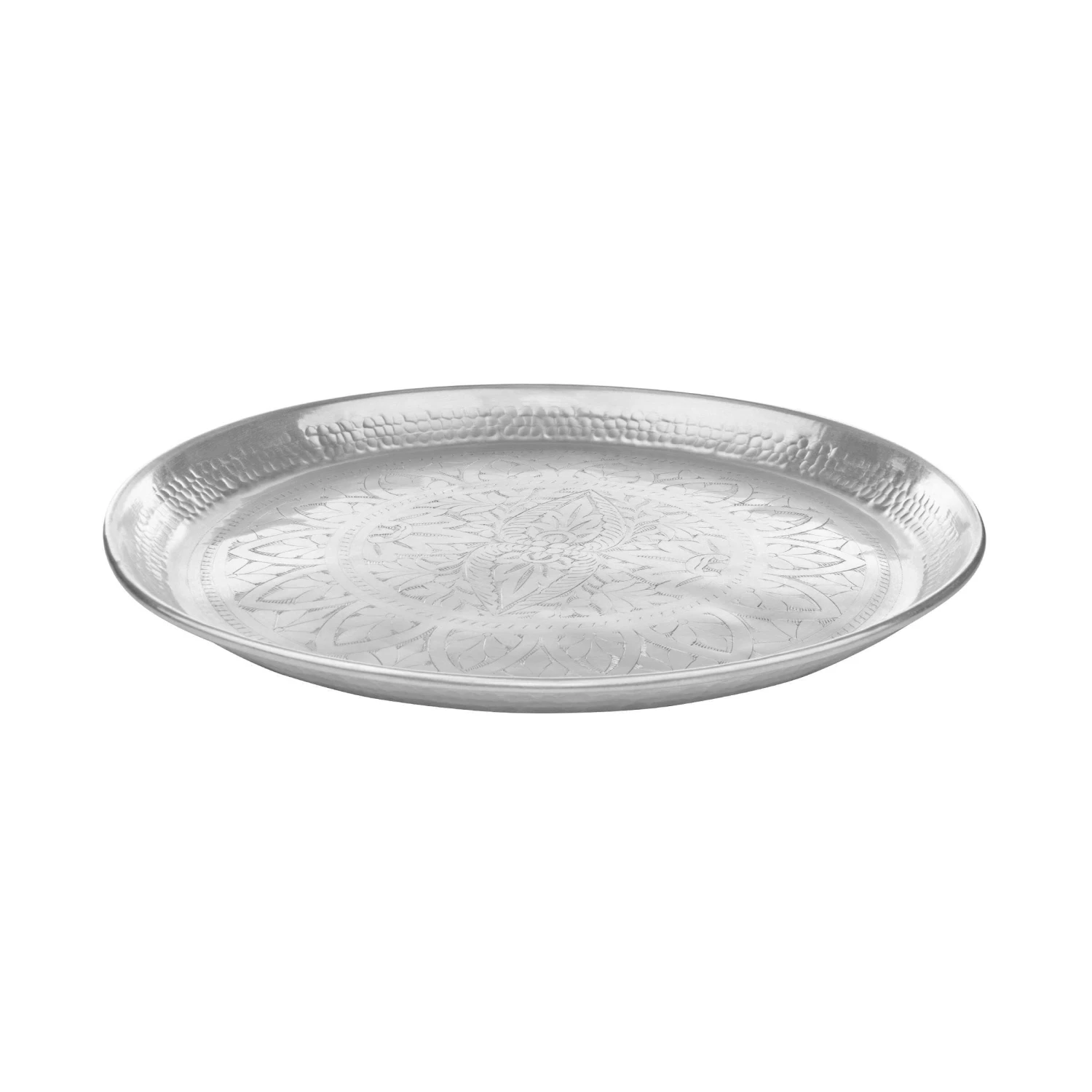Deko Tablett Glänzend Ø 45 Cm ORIENTAL LOUNGE In Silber 3 Deko Tablett Glänzend Ø 45 Cm ORIENTAL LOUNGE In Silber