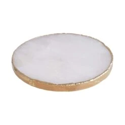 Edelsteinuntersetzer Ø11cm CRYSTAL In Weiß-Gold