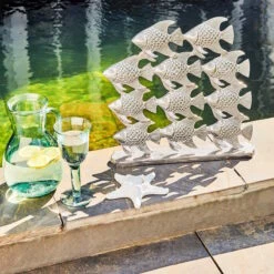 Fischschwarm Höhe 40cm SILVER NATURE In Silber -Home Decoration&Supplies butlers fischschwarm hohe 40cm silver nature in silber 2