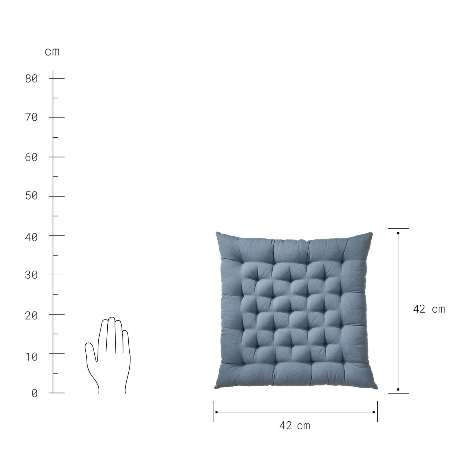 Futonkissen L 42 X B 42cm SOLID In Blau 6 Futonkissen L 42 X B 42cm SOLID In Blau – Bild 4
