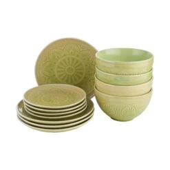 Geschirr-Set 12-tlg. SUMATRA In Hellgrün