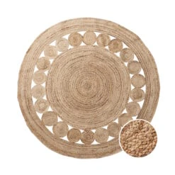 Hanf-Teppich Mit Lochmuster Ø150cm ALL NATURE In Natur