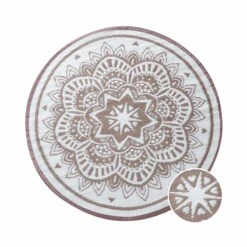 In- & Outdoor-Teppich Flora Ø150cm COLOUR CLASH In Natur-Weiß