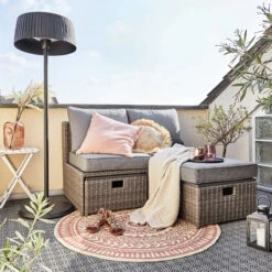 In- & Outdoor-Teppich Ø118cm COLOUR CLASH In Hellrot-Creme -Home Decoration&Supplies butlers in and outdoor teppich o118cm colour clash in hellrot creme 7