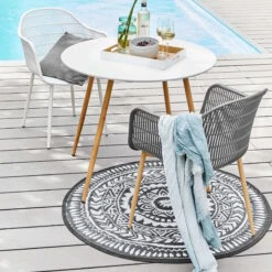 In- & Outdoor-Teppich Ø118cm COLOUR CLASH In Schwarz-Weiß -Home Decoration&Supplies butlers in and outdoor teppich o118cm colour clash in schwarz weiss 13