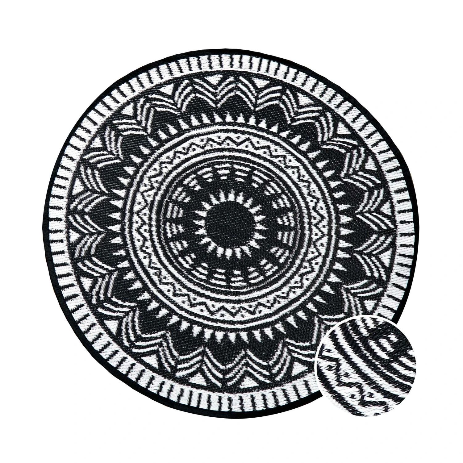 In- & Outdoor-Teppich Ø118cm COLOUR CLASH In Schwarz-Weiß 5 In- & Outdoor-Teppich Ø118cm COLOUR CLASH In Schwarz-Weiß – Bild 3