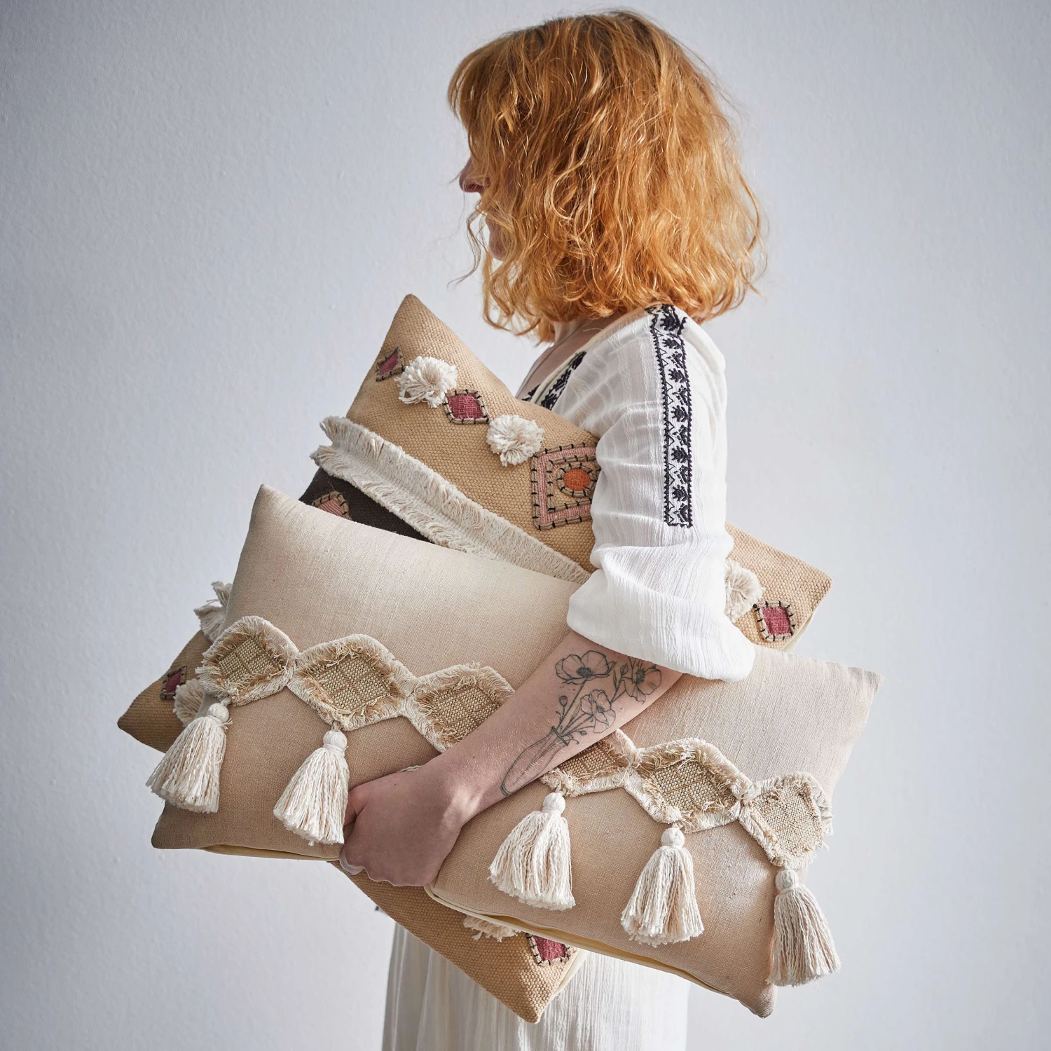 Kissen L 60 X B 35cm BOHEMIAN In Beige 4 Kissen L 60 X B 35cm BOHEMIAN In Beige – Bild 2