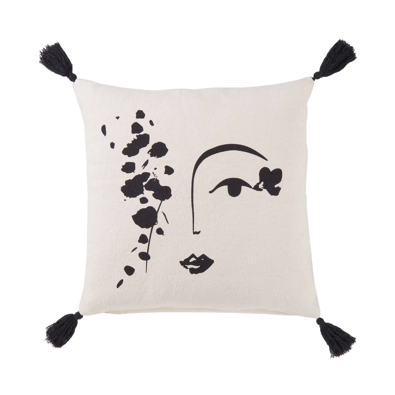 Kissen Line Art L 50 X B 50cm MUSE In Natur-Schwarz 3 Kissen Line Art L 50 X B 50cm MUSE In Natur-Schwarz