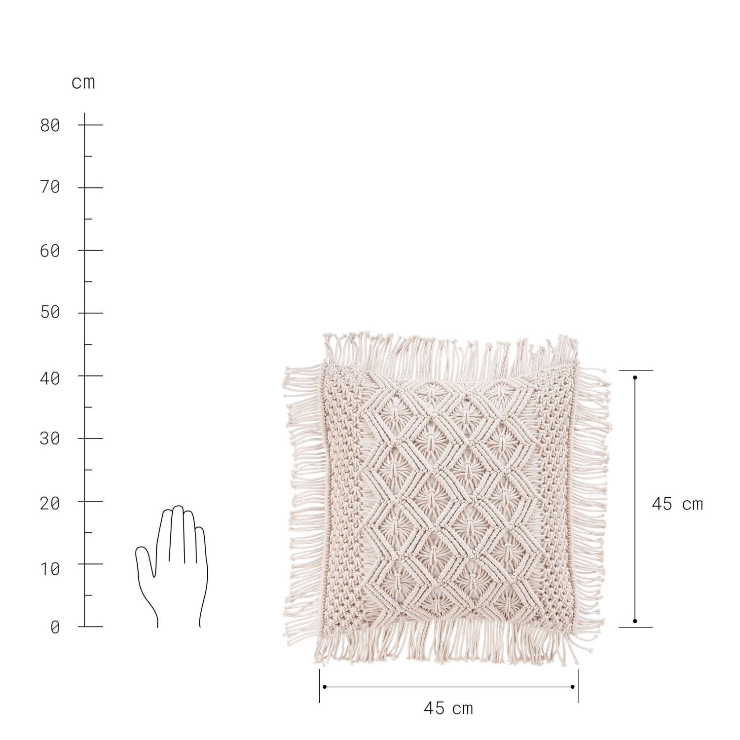 Kissen ZickZack L 45 X B 45cm MACRAMÉ In Creme 6 Kissen ZickZack L 45 X B 45cm MACRAMÉ In Creme – Bild 4