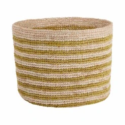 Korb Handgefertigt Aus Raffia Ø20cm ISALO In Natur-Gelb