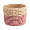 Korb Handgefertigt Aus Raffia Ø8cm ISALO In Natur-Rosa