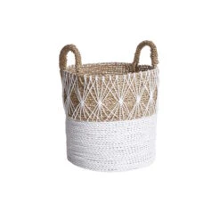 Korb Ø32cm WHITE BEACH In Natur-Weiß