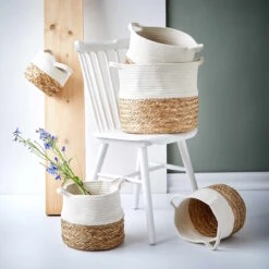 Korb Rund Ø23cm COTTON BRAID In Natur-Weiß -Home Decoration&Supplies butlers korb rund o23cm cotton braid in natur weiss 1