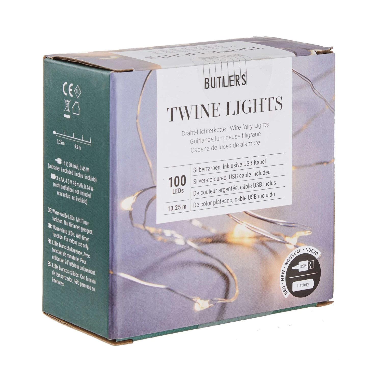 LED Lichterkette 100 Lichter Mit USB-Batteriefach TWINE LIGHTS In Silber 5 LED Lichterkette 100 Lichter Mit USB-Batteriefach TWINE LIGHTS In Silber – Bild 3