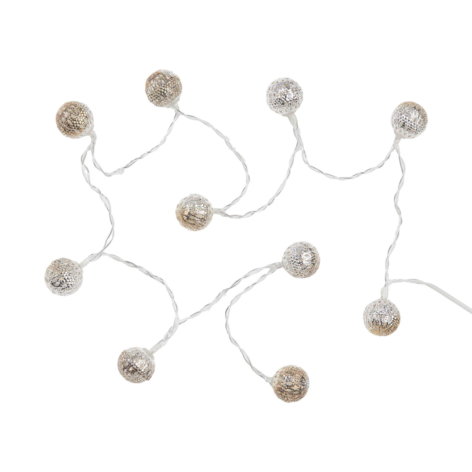 LED-Lichterkette Metallball 10 Lichter Mit USB-Batteriefach ORIENTAL LIGHTS In Silber 3 LED-Lichterkette Metallball 10 Lichter Mit USB-Batteriefach ORIENTAL LIGHTS In Silber
