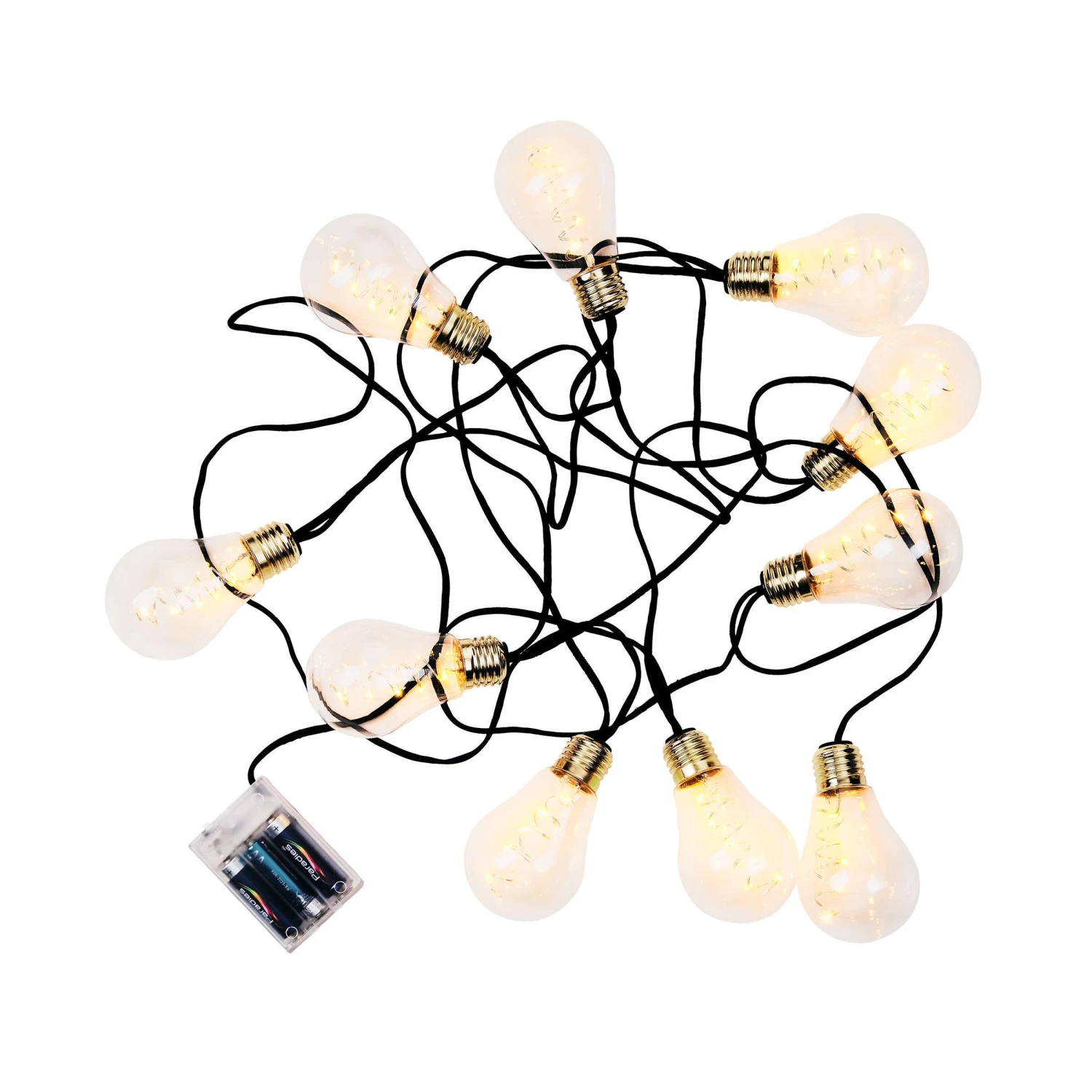 LED Lichterkette Mit Naturseil 10 Lichter, Batteriebetrieben BULB LIGHTS In Schwarz 4 LED Lichterkette Mit Naturseil 10 Lichter, Batteriebetrieben BULB LIGHTS In Schwarz – Bild 2