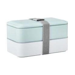 Lunchbox Inkl. Besteck L 19 X B 11cm SNACK PACK In Hellblau-Weiß