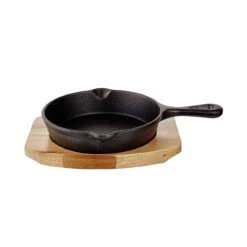 Mini-Servierpfanne Mit Holzuntersetzer L 22 X B 15cm HOT IRON In Schwarz