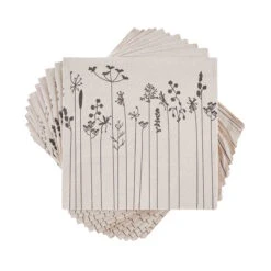 Papierserviette Recycelt Blumenstiele 20 Stücke APRÈS In Natur-Schwarz