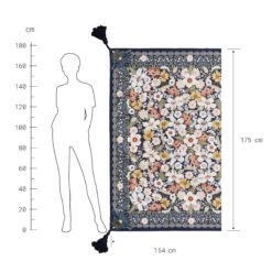 Picknickdecke L 175 X B 154cm BETWEEN FLOWERS In Dunkelblau -Home Decoration&Supplies butlers picknickdecke l 175 x b 154cm between flowers in dunkelblau 3