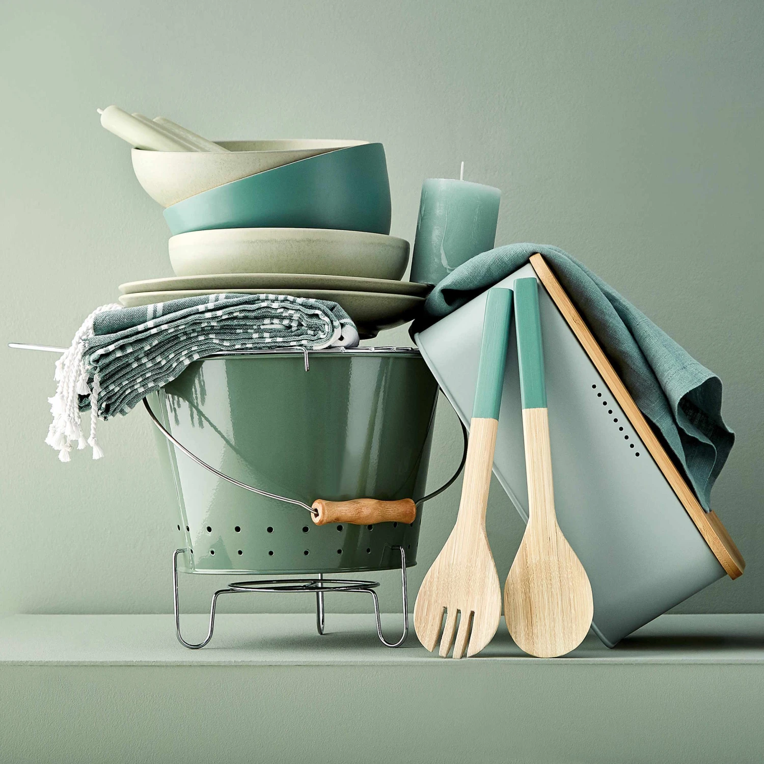 Salatbesteck 2-tlg. BAMBOO In Salbei 4 Salatbesteck 2-tlg. BAMBOO In Salbei – Bild 2