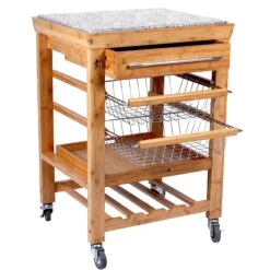 Servierwagen Mit Granitarbeitsplatte ROLLING STONE In Natur