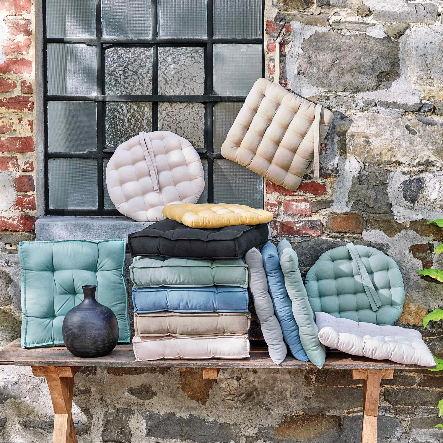 Sitzkissen L 40 X B 40cm SOLID In Türkis 4 Sitzkissen L 40 X B 40cm SOLID In Türkis – Bild 2