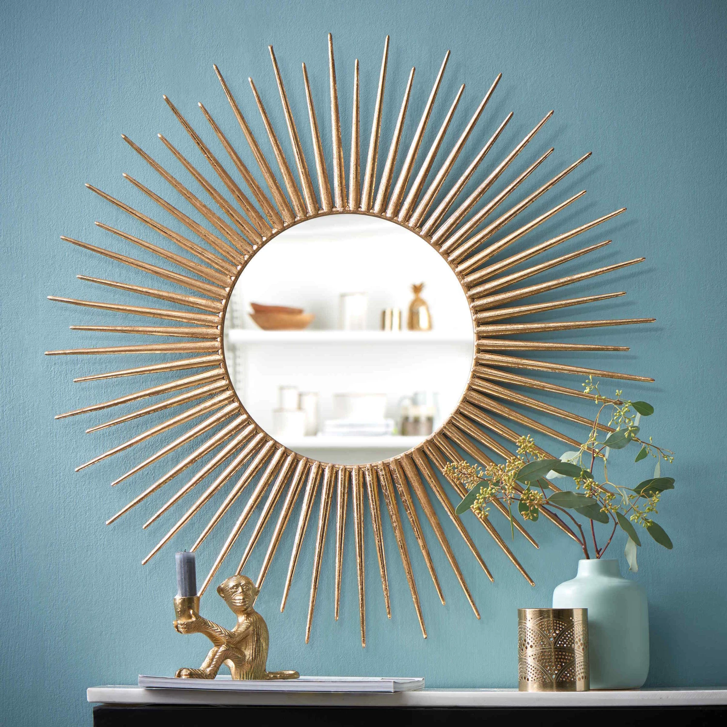 Spiegel Sonnenförmig Ø76cm DEL SOL In Gold 4 Spiegel Sonnenförmig Ø76cm DEL SOL In Gold – Bild 2