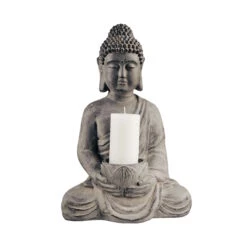 Statue Mit Kerzenteller Höhe 46cm BUDDHA In Grau -Home Decoration&Supplies butlers statue mit kerzenteller hohe 46cm buddha in grau 3