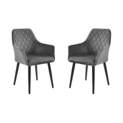 Stuhl Samt 2er-Set Grau VELVET In Grau