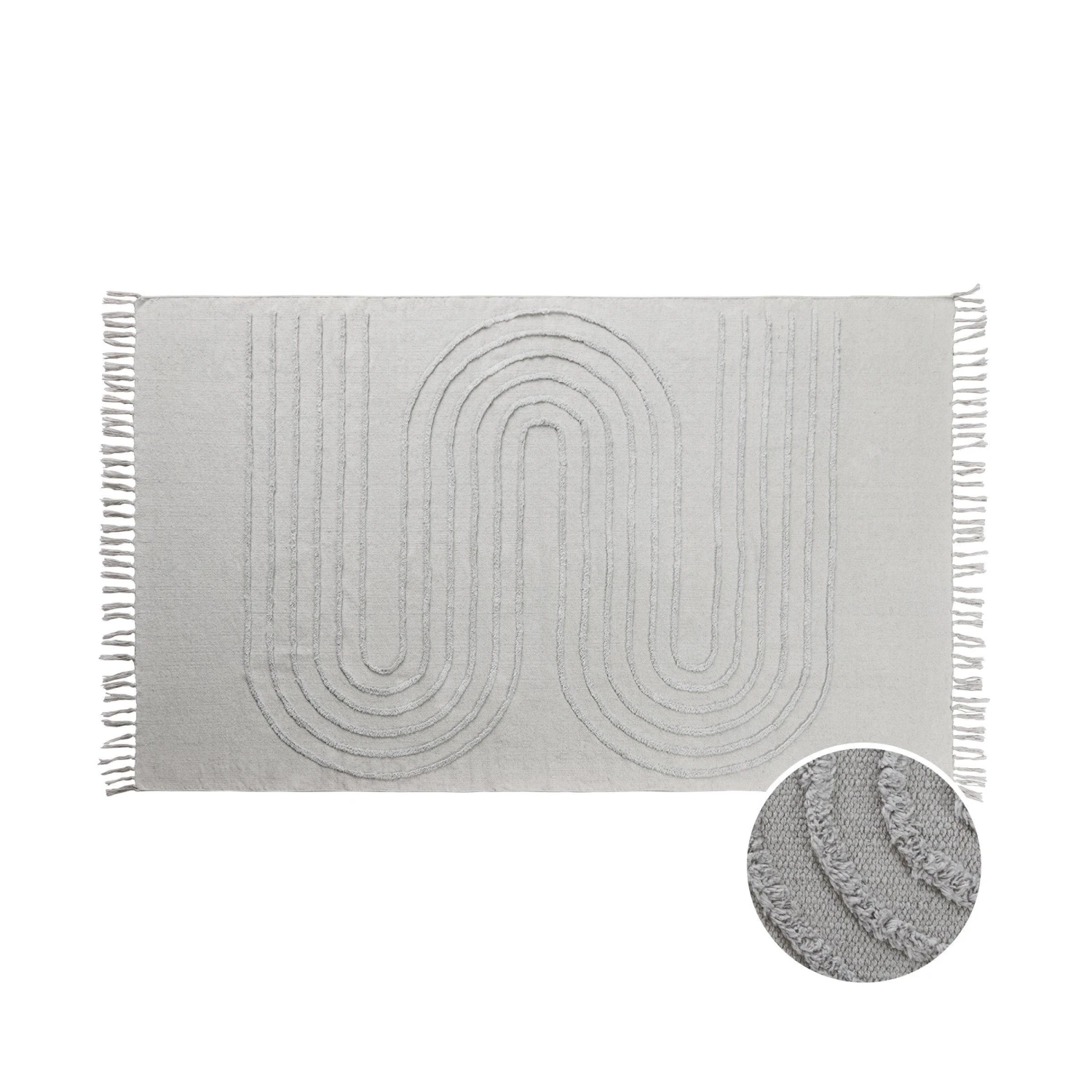 Teppich Mit Fransen L 120 X B 180cm COTTON WAY In Hellgrau 3 Teppich Mit Fransen L 120 X B 180cm COTTON WAY In Hellgrau