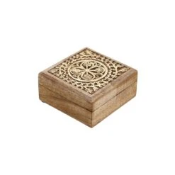 Truhe Mit Schnitzerei L 14 X B 14cm TREASURE In Hellbraun-Gold