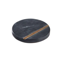 Untersetzer Mit Goldstreifen Ø10cm MARBLE In Schwarz