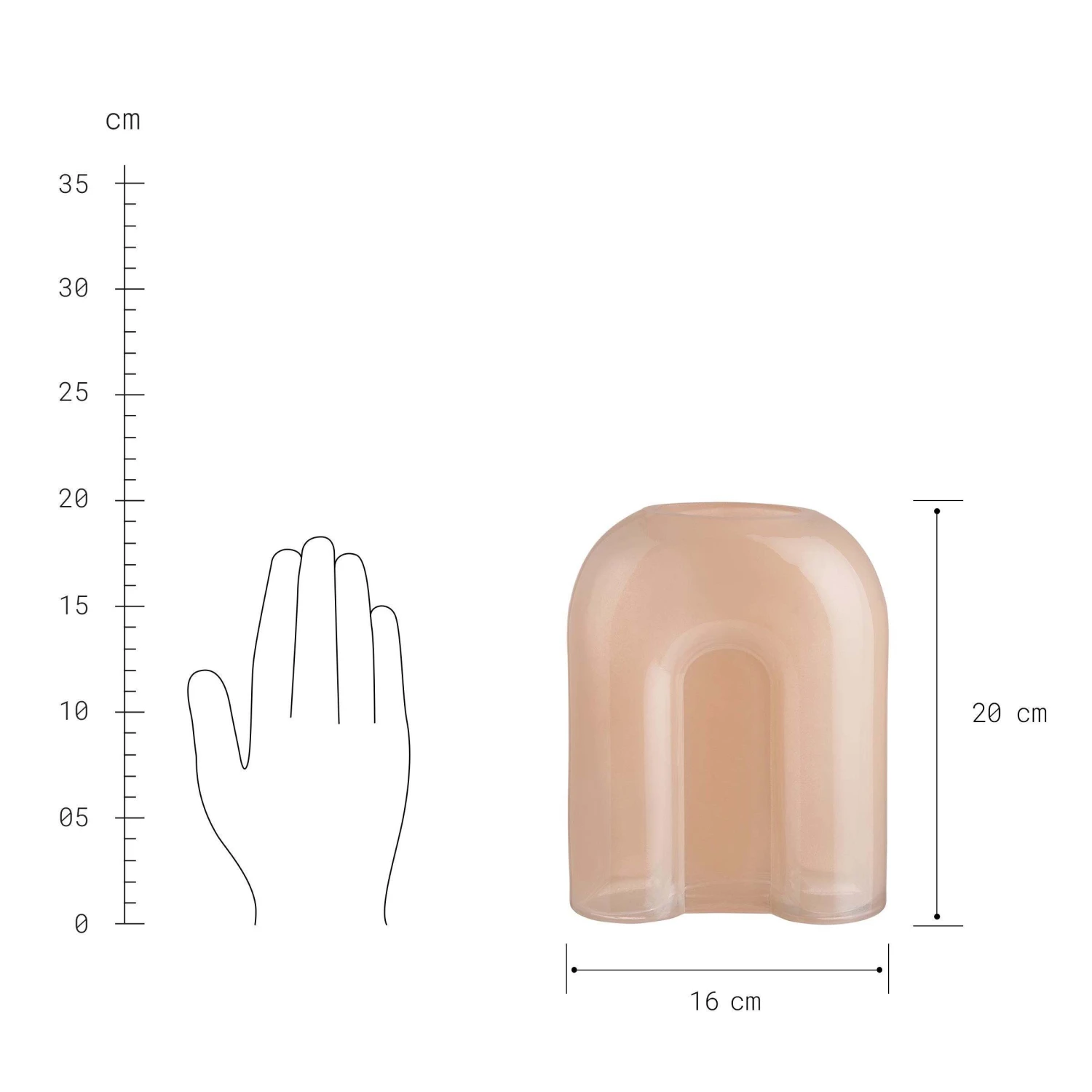 Vase Bogen Höhe 20cm SMOKY In Hellorange 6 Vase Bogen Höhe 20cm SMOKY In Hellorange – Bild 4