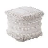 Woll-Pouf Mit Troddeln BOHO LOUNGE In Creme